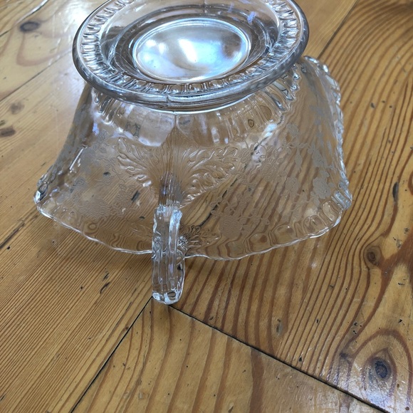 Vintage  Etched Glass Clear Depression - Picture 8 of 10